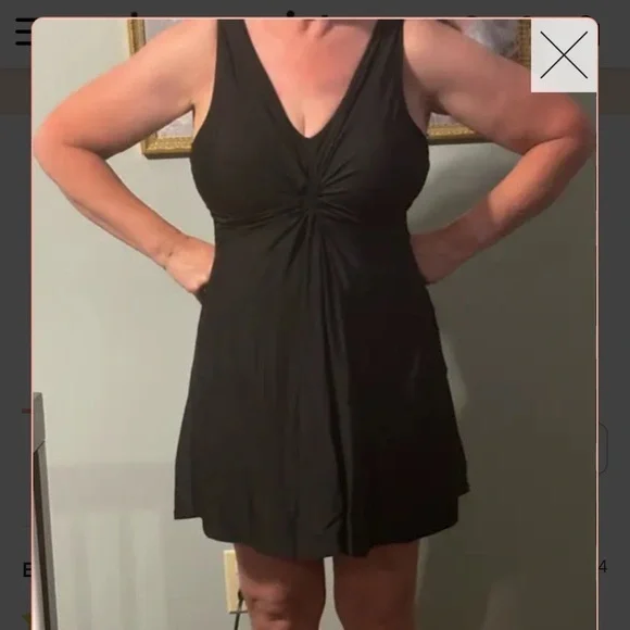 Shapermint Plus Size 4XL Essentials Swim Knot-Front Swim Dress - Picture 6 of 7